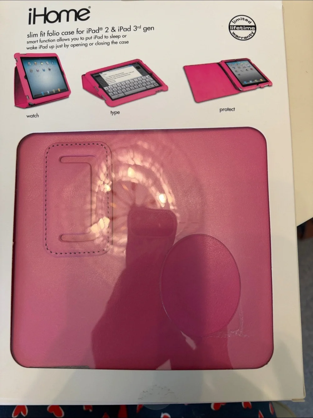 iHome Slim Fit Folio Case in Hot Pink for iPad 2 & 3rd Gen
